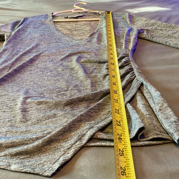 Was💲15! EUC Jennifer Lopez sparkly silver ruched wrap top women’s medium - Picture 13 of 16